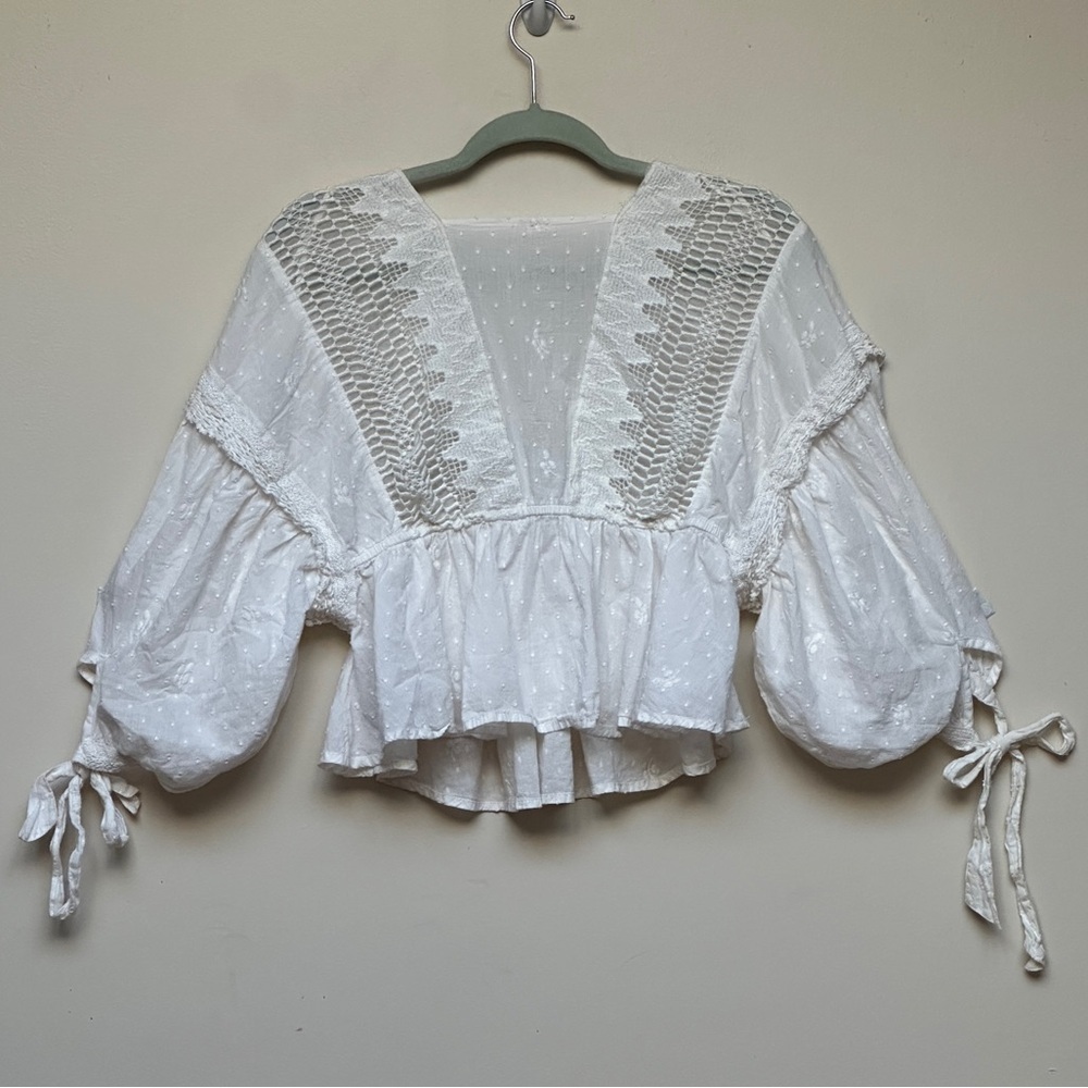 Free People Drive You Mad Blouse in Ivory Size X-Small - Picture 6 of 14
